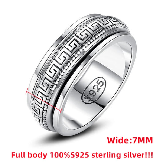 Women's Rotatable 925 Silver Double Line Ring