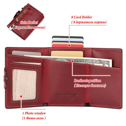 New Automatic Card Holder Genuine Leather Wallet