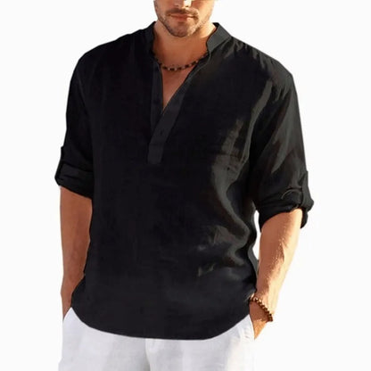 Men's Solid Color Linen Spring Shirt