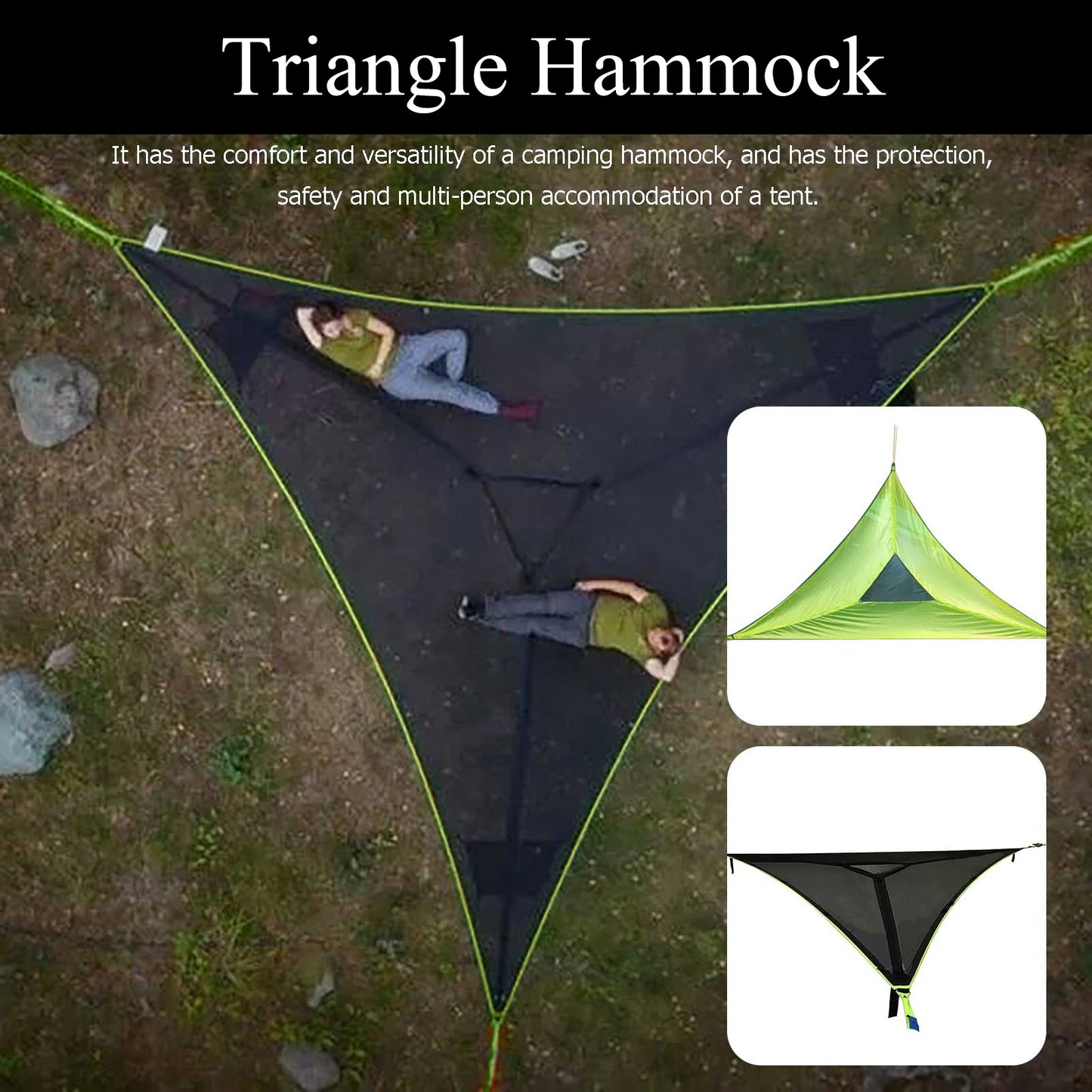 Hamac aérien triangulaire portable pour plusieurs personnes