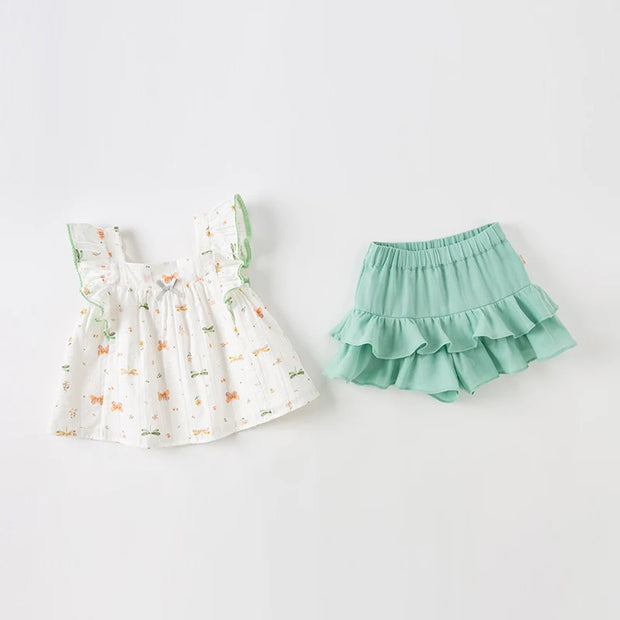summer baby girls cute print clothing sets
