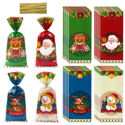 25/50/100pcs Christmas Candy Bags with Rope for Kids