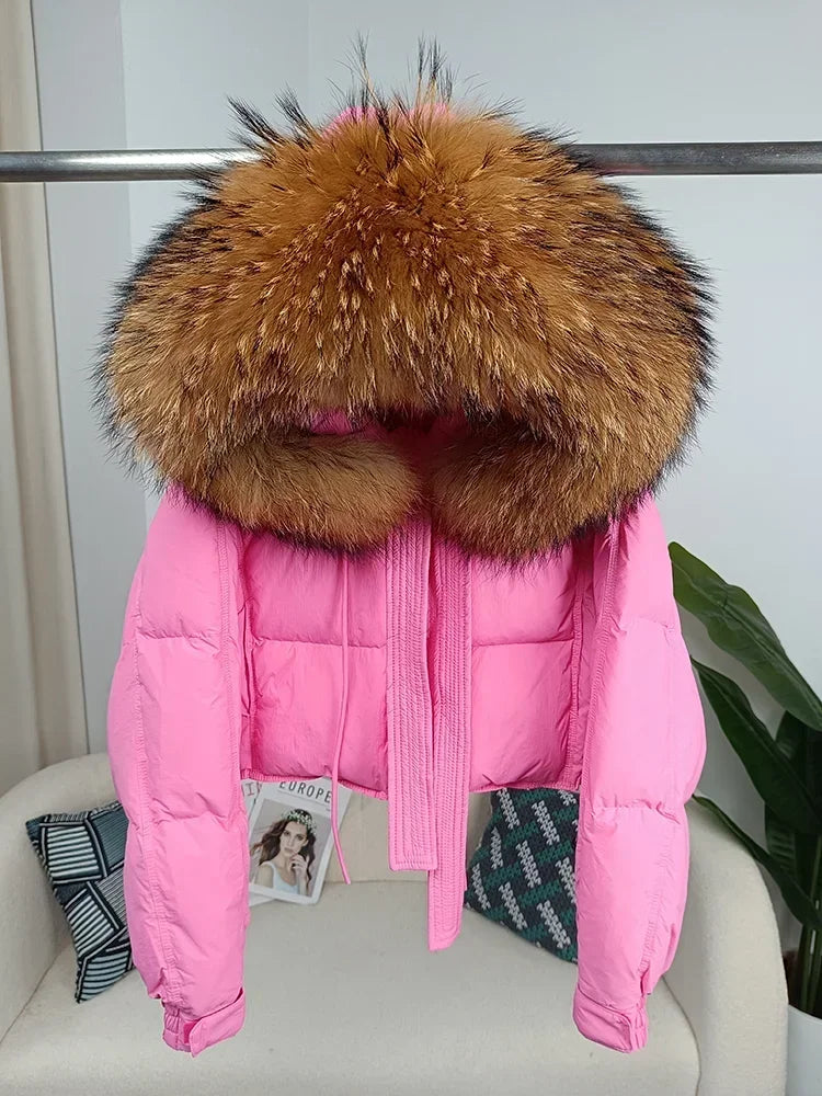 Women's Duck Down Real Fox Fur Hooded Jacket.