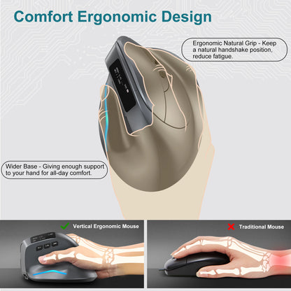 Bluetooth Vertical Mouse with OLED Screen