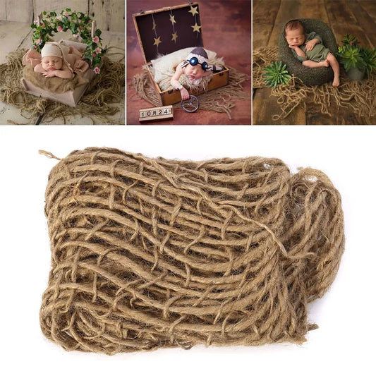 Accessoires de photographie pour nouveau-nés, couche de toile de Jute épaisse, filet de toile de fond en Jute hessien, tapis de couverture pour bébé, accessoires de séance Photo