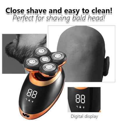 Rechargeable Waterproof Electric Shaver - LCD Display Grooming Kit