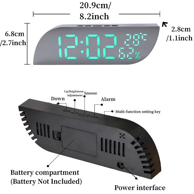 LED Digital Alarm Clock with Dual Display & Unlimited Snooze