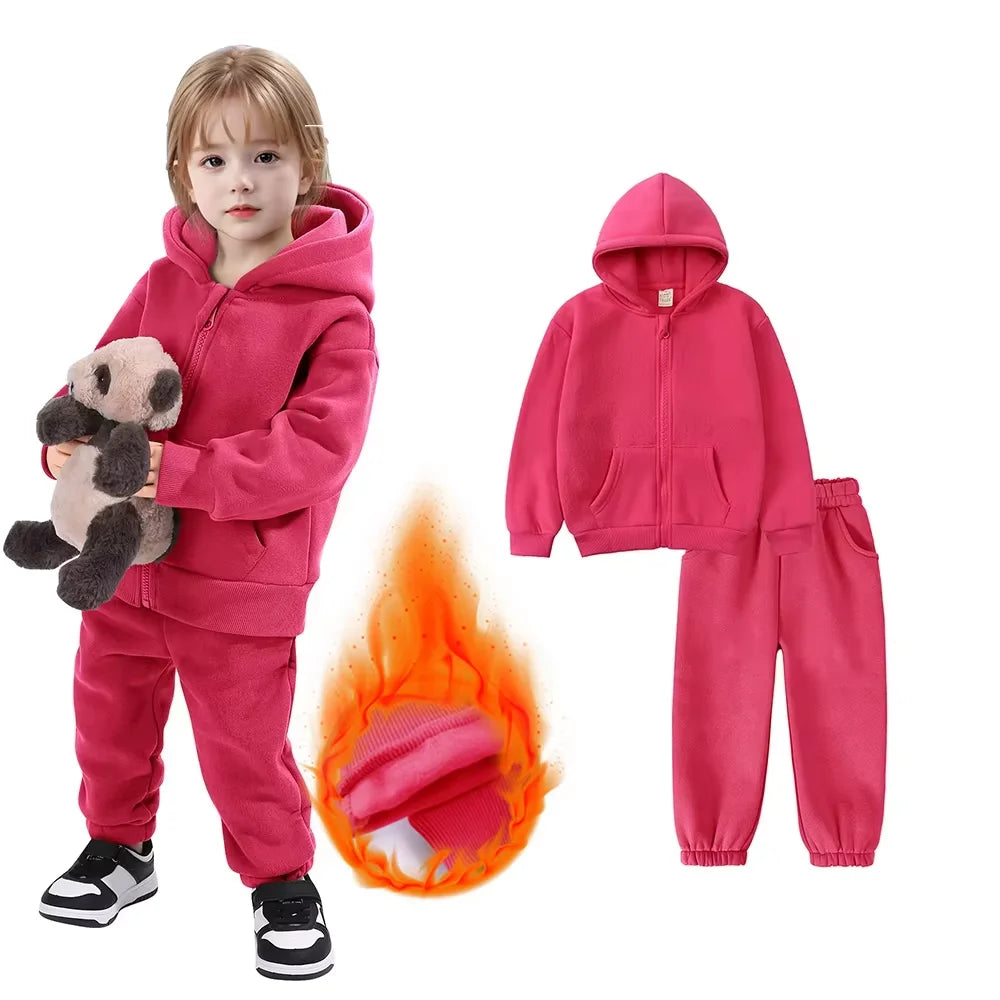 Toddler Winter Clothing with Plush Hooded Sweater