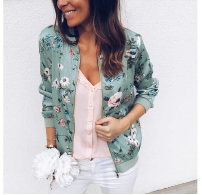 Blouson aviateur à imprimé floral pour femme
