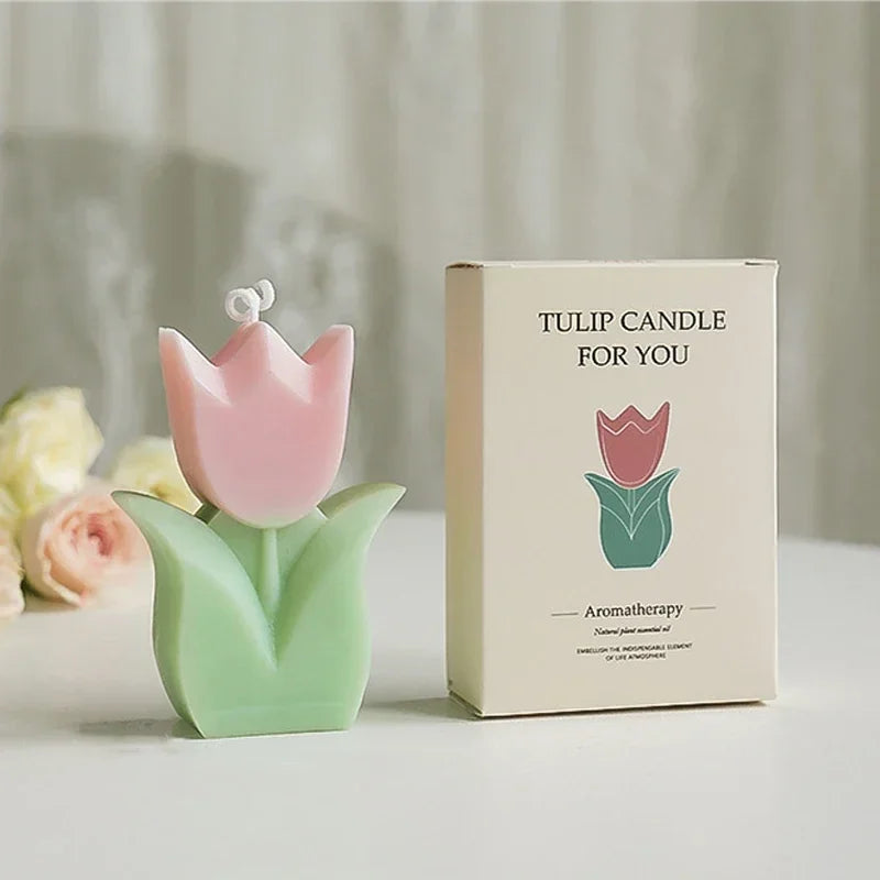 Bougies d'aromathérapie à la fleur de tulipe - Décoration de chambre esthétique