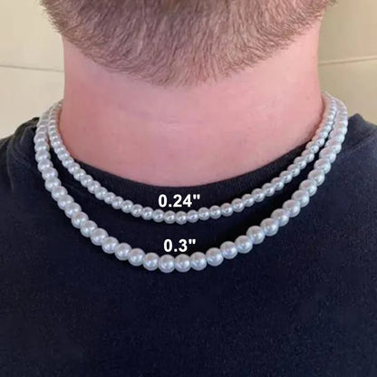 Collier ras du cou en chaîne de perles blanches