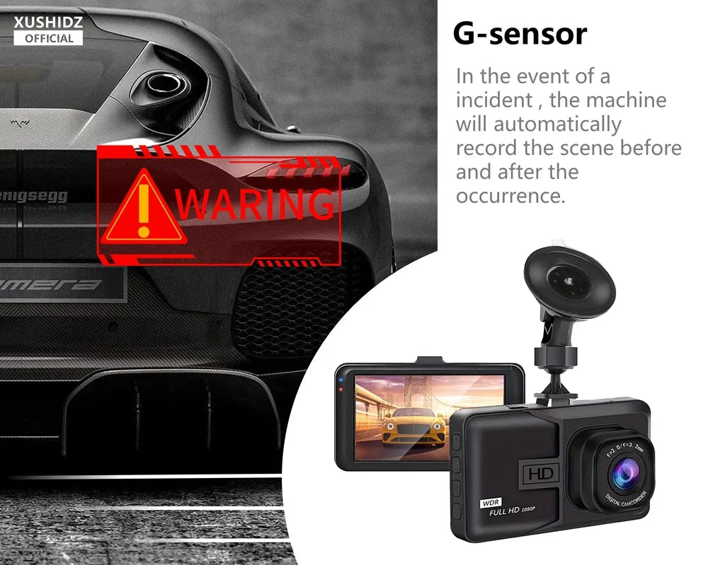 1080P HD Dash Cam with Loop Recording - Night Vision - 24H Parking Monitor