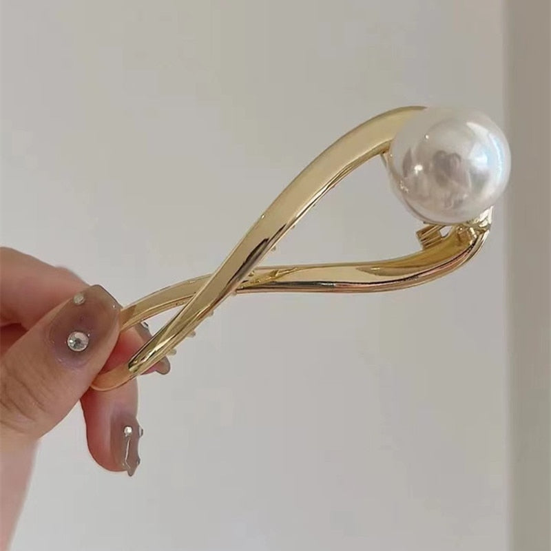 Pearl Crystal Metal Hair Claw