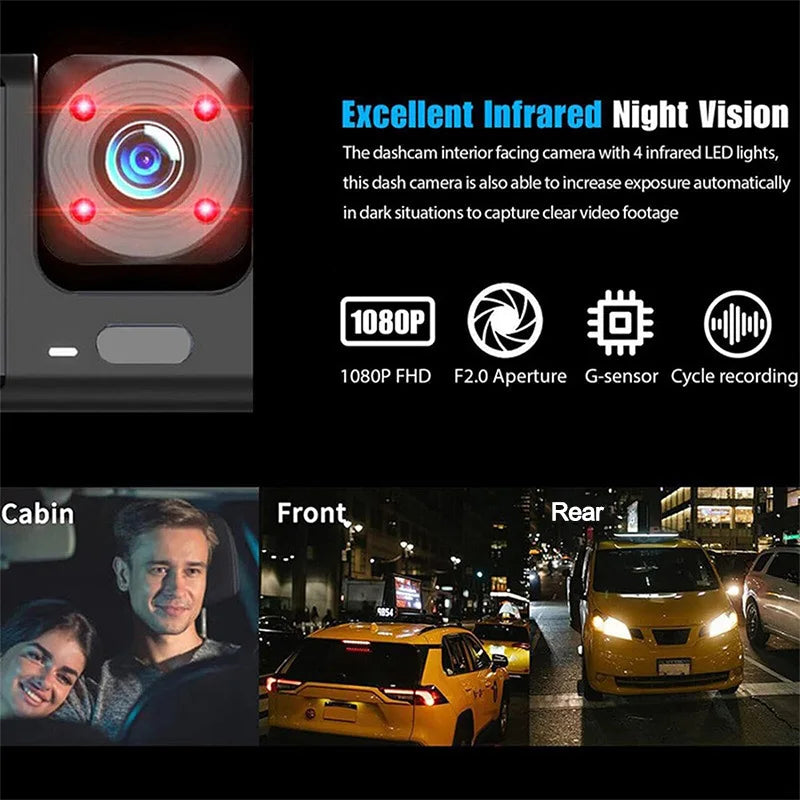 Caméra de tableau de bord 1080P 2/3 canaux avec vue avant et arrière - DVR de voiture - Enregistreur vidéo
