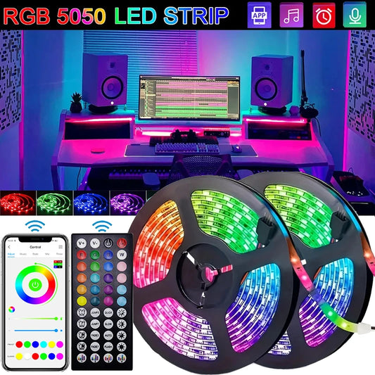 Bande lumineuse LED USB RGB 5050 avec contrôle Bluetooth et application pour la décoration de la pièce et du rétroéclairage du téléviseur