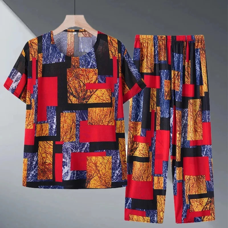 2PCS Women Summer Half Sleeve Blouse Tracksuit