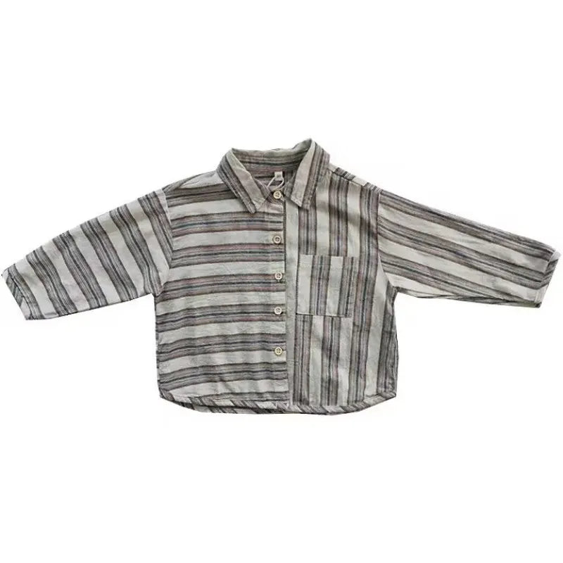 Chemise coréenne à rayures pour enfants, mode d'automne