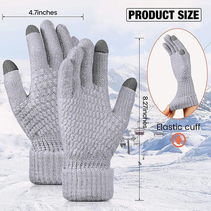 Winter Warm Knit Gloves – Touchscreen Compatible