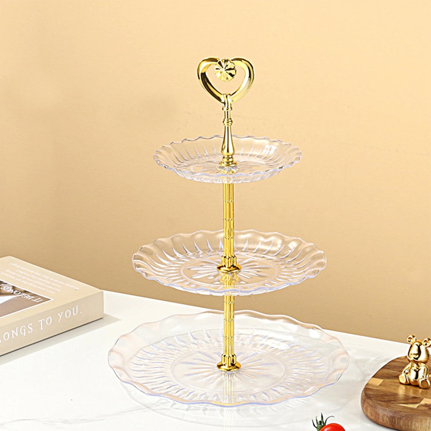 Présentoir de buffet ondulé en plastique pour assiettes de fruits et desserts