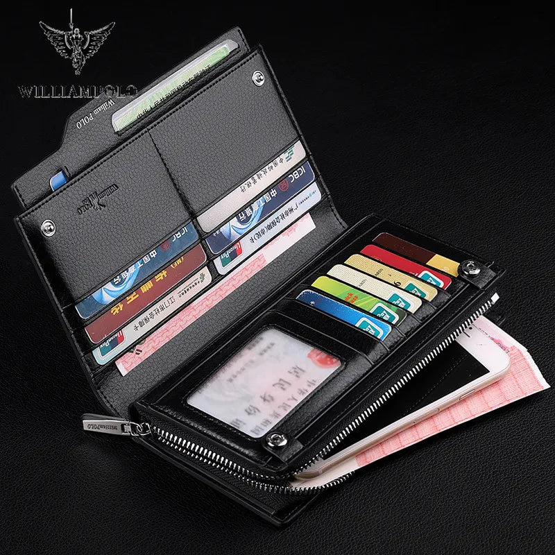 Men's Leather Handbag  Multifunctional Long Card Holder