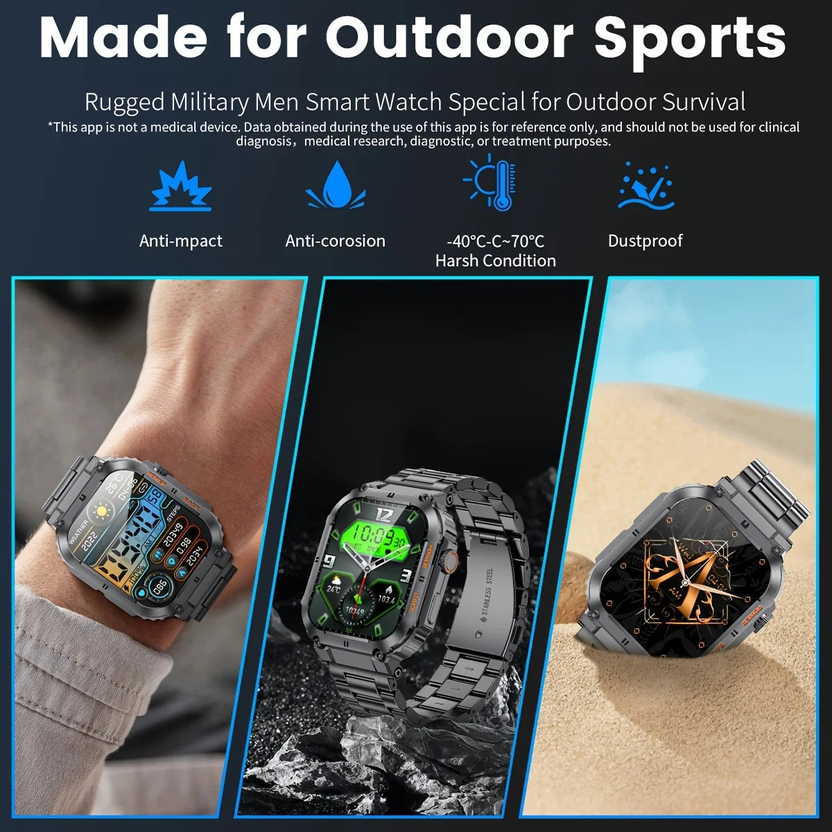 Smart Watch 1.96" HD Touch Screen (320×386) Bluetooth Calling Heart Rate Monitoring - Outdoor Fitness Tracker