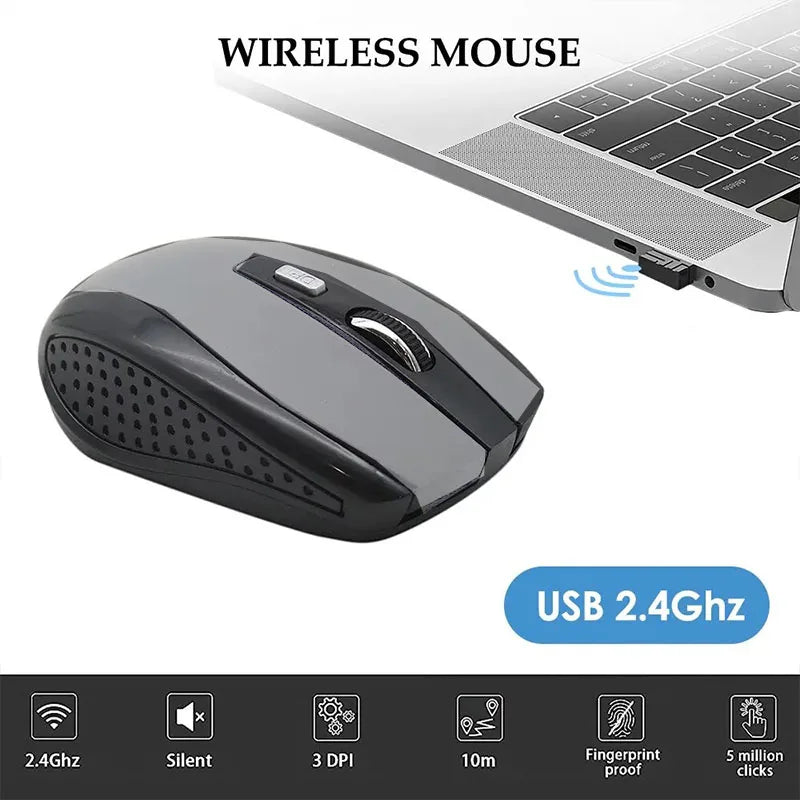 Wireless 2.4G Portable Optical Ergonomic Mice USB Adapter Mouse