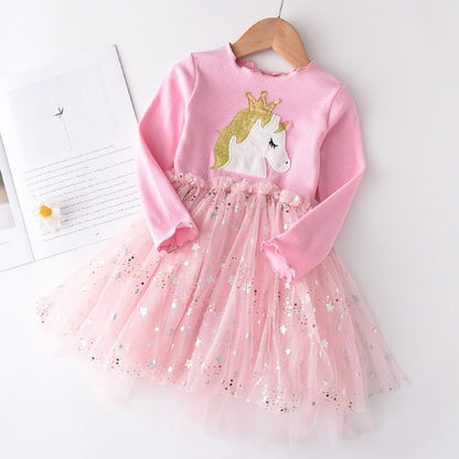 Rainbow Toddler Girls Dress - Festive Christmas Party Costume