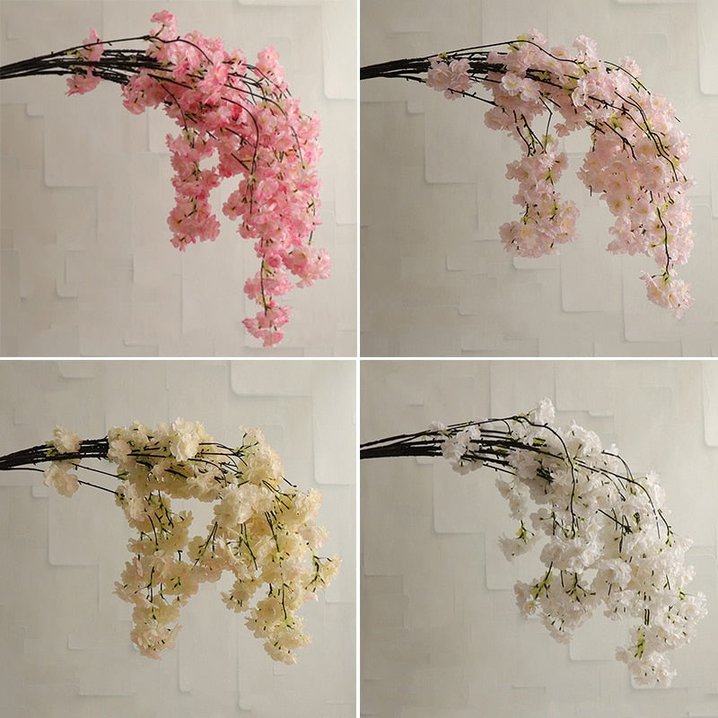 Branche de soie de fleurs de cerisier - Fleur d'imitation de 80 cm pour mariage et décoration intérieure