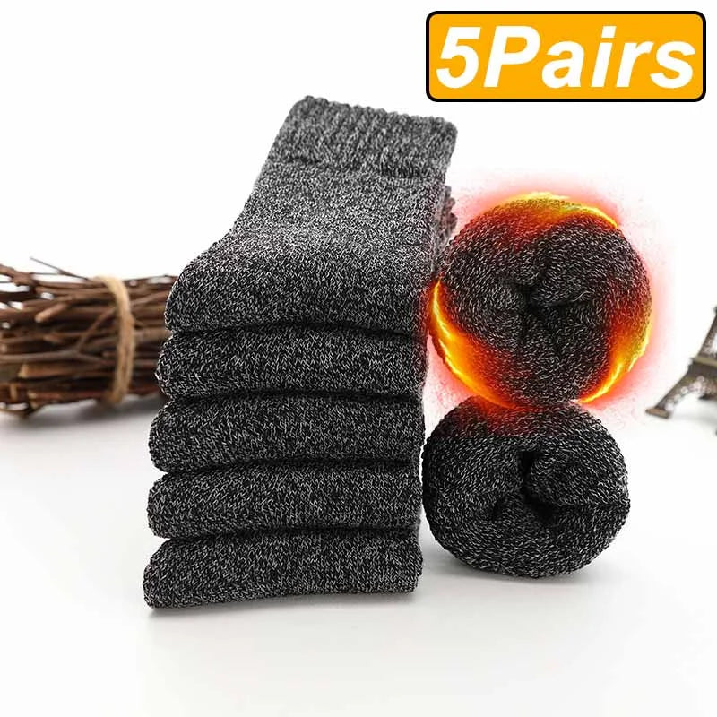 Unisex 5 Pairs Winter Wool Socks