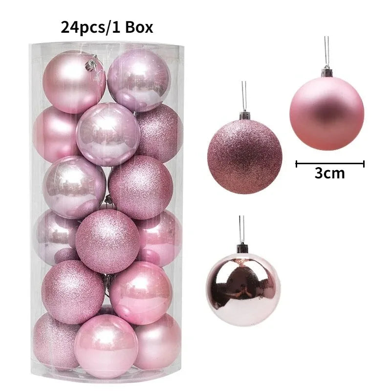 24 boules à suspendre pour arbre de Noël de 6 cm - Décorations de Noël