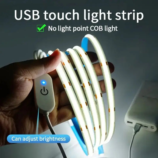 Bande lumineuse LED COB USB 5 V avec variateur tactile - Ruban à diodes flexible