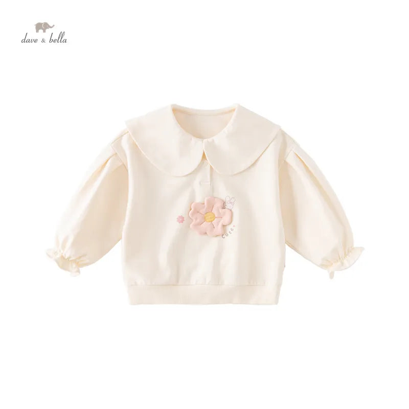 Haut fleuri en coton pour filles d'automne