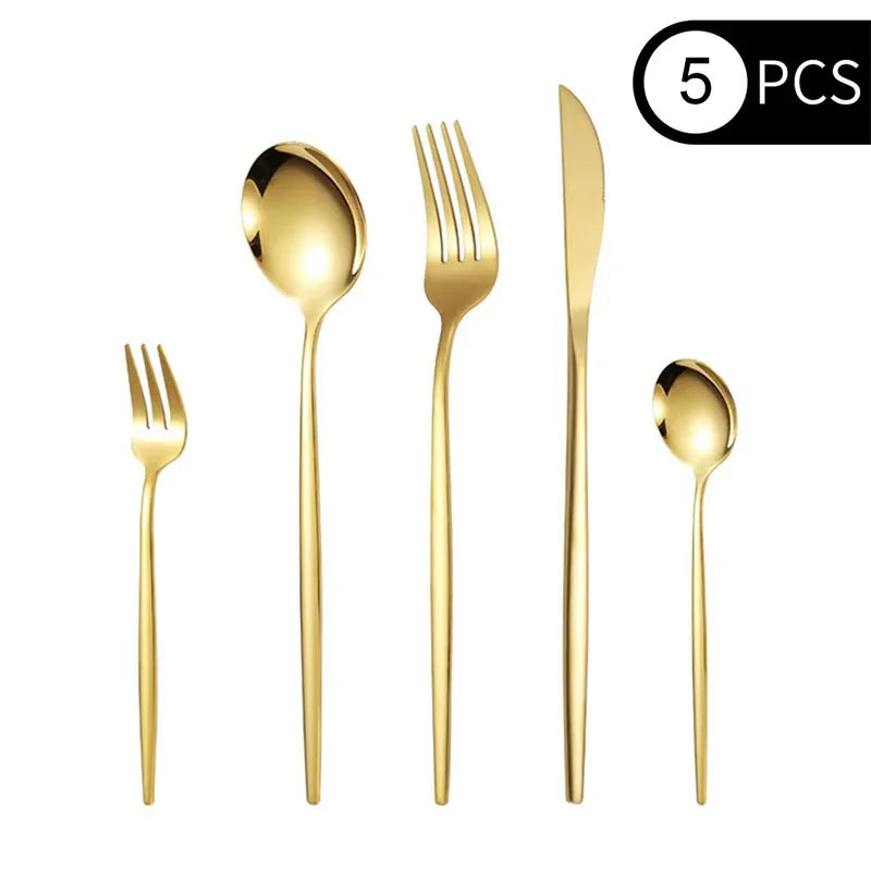24pcs Golden Stainless Steel Spoon Set