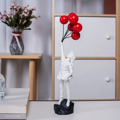 Nordic Modern Banksy Resin Statue Home Decor Flying Balloon Girl Art Sculpture Figurine Craft Ornaments Living Room Decorations