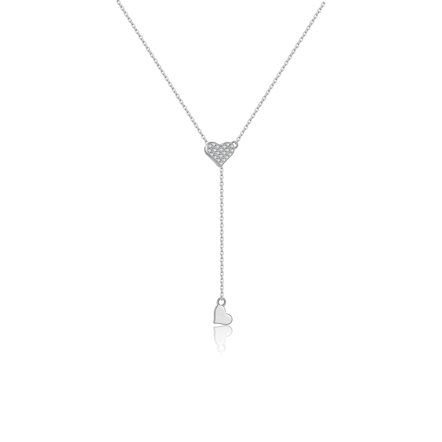 925 Sterling Silver Adjustable Heart Pendant Necklace