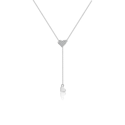 925 Sterling Silver Adjustable Heart Pendant Necklace