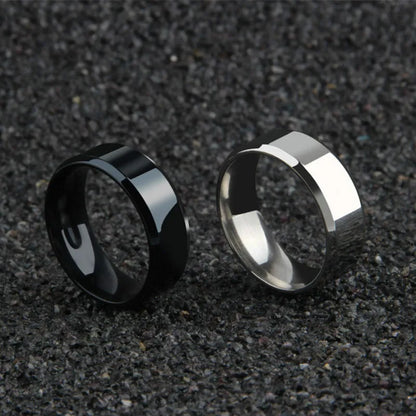 Bague unisexe en acier inoxydable noir mat