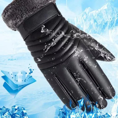 Men's Winter PU Gloves – Plush Fur Lined