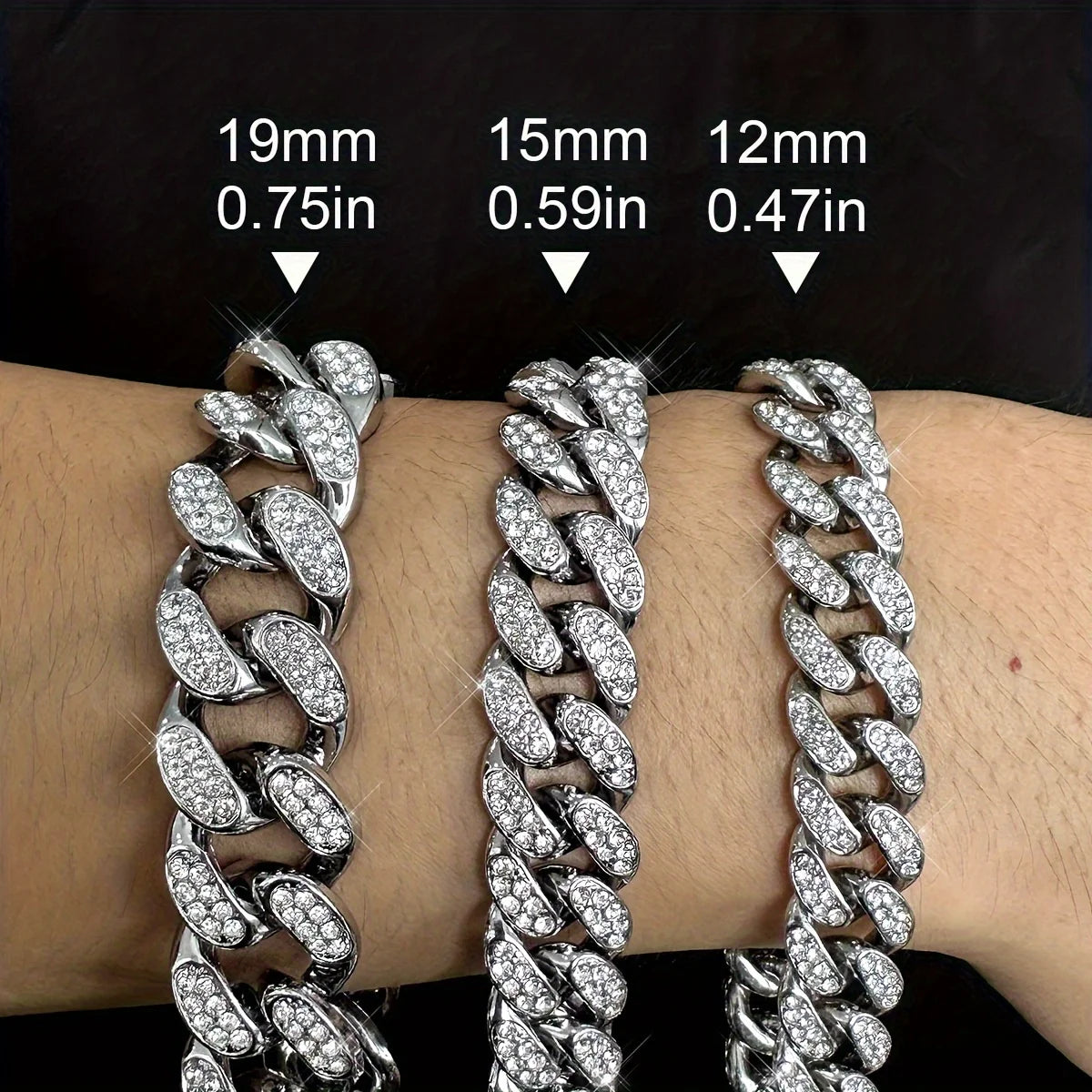 Hip Hop Rhinestone Necklace Set