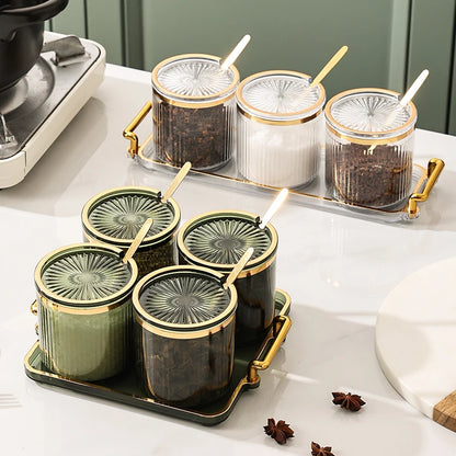 European Acrylic Striped Seasoning Jar Set