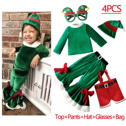 Kids Christmas Elf Costume Set