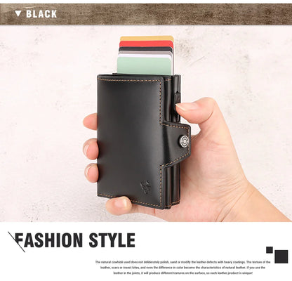New Automatic Card Holder Genuine Leather Wallet