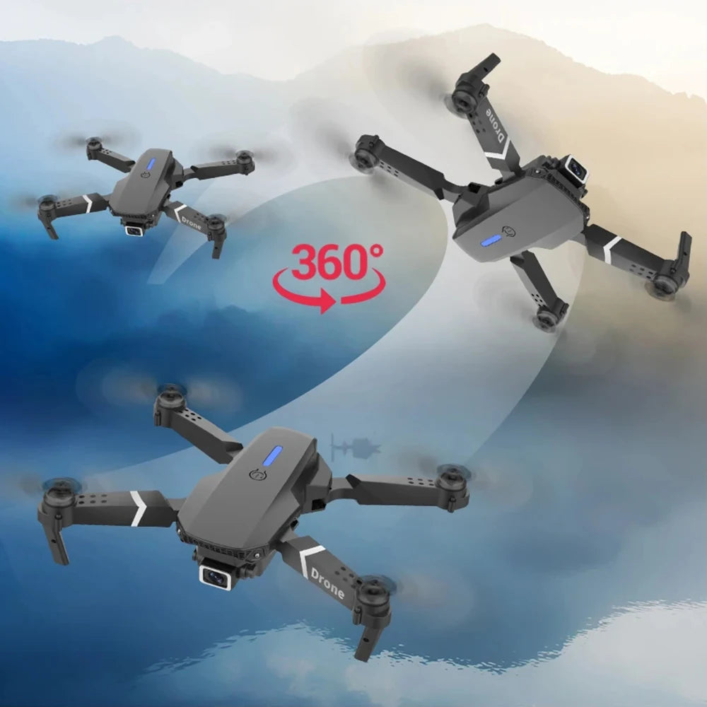 Drone RC pliable E88 – Caméra HD grand angle 4K 1080P WiFi FPV Hélicoptère quadrirotor à maintien en hauteur