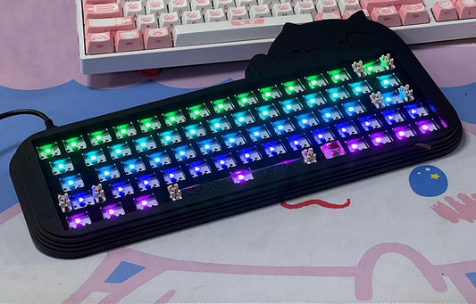 Kit de clavier DIY RVB 64 touches noir chat mignon