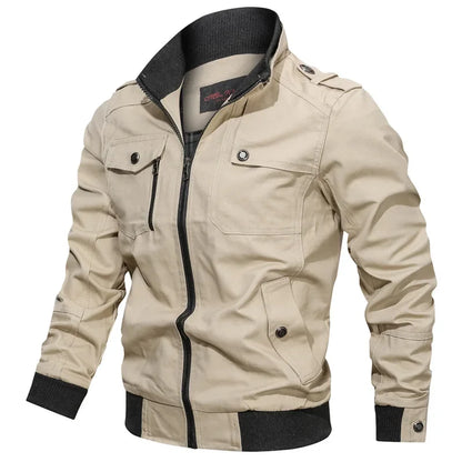 Veste tactique militaire pour homme – Coupe-vent en coton cargo à fermeture éclair