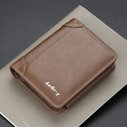 High-Quality PU Leather Men's Zipper Wallet with Cardholder