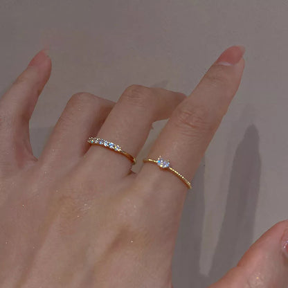 Bagues réglables en forme de cœur en zircon pour femme