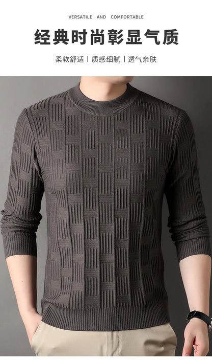 Checkerboard Jacquard Sweater for Men