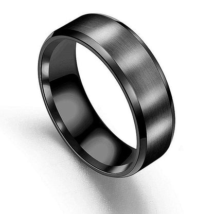 Bague à breloque en acier inoxydable noir gravée sur mesure 