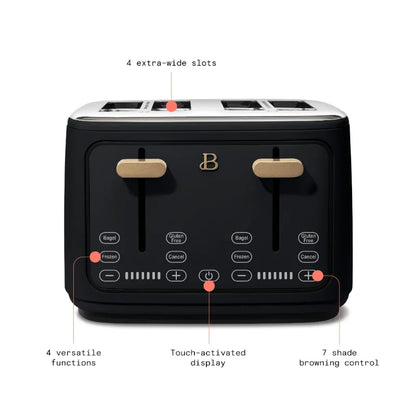 4-Slice Black Toaster - Home Kitchen Appliance